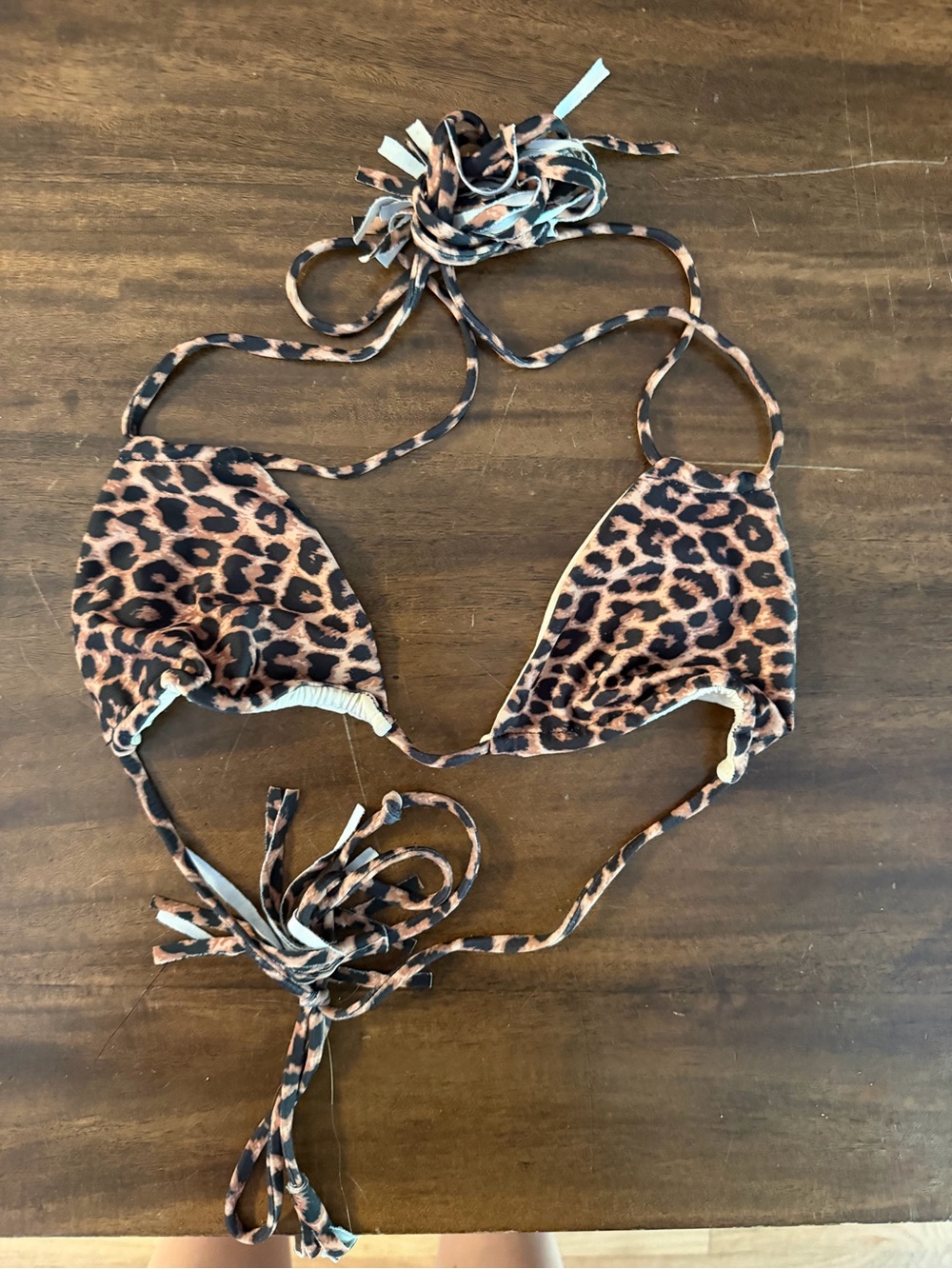 Acacia Swimwear Canons Leopard Print Triangle Bikini Top - Black & Brown